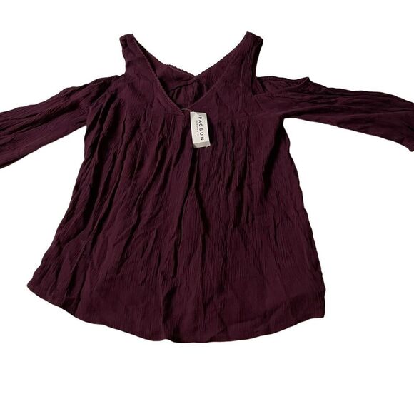 L.A hearts XSML  burgundy open shoulder quarter length sleeve top - Picture 1 of 5